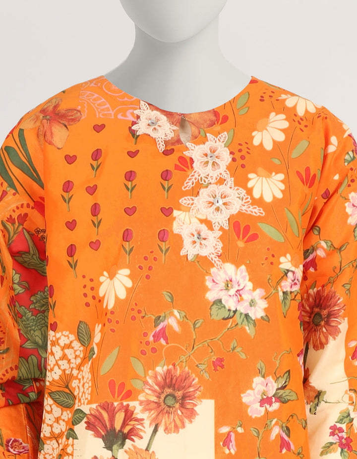 Lawn Orange Stitched Suit - J. Junaid Jamshed