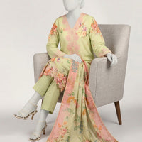 Lawn Green Stitched Suit - J. Junaid Jamshed