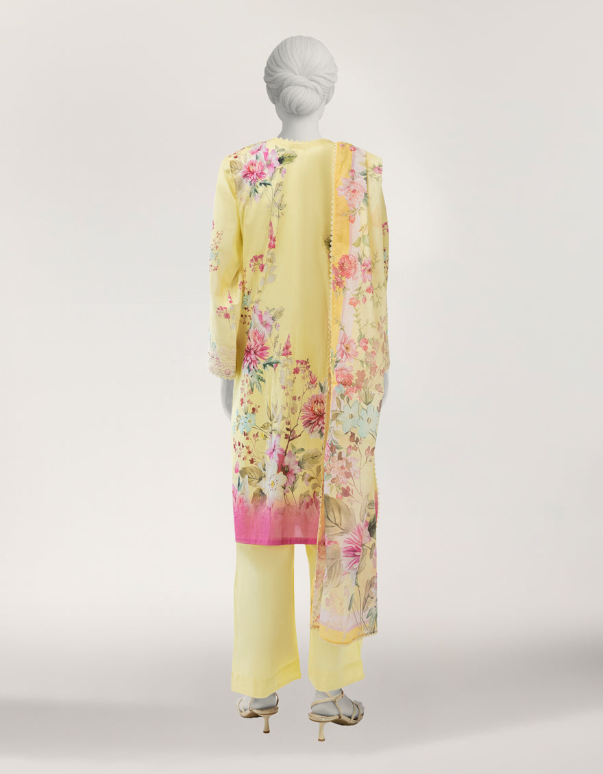 Lawn Yellow Stitched Suit - J. Junaid Jamshed