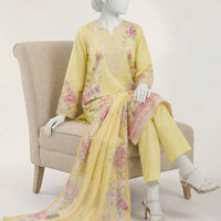 Lawn Yellow Stitched Suit - J. Junaid Jamshed