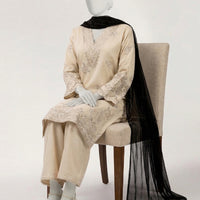 Raw Silk Beige Stitched Suit - J. Junaid Jamshed