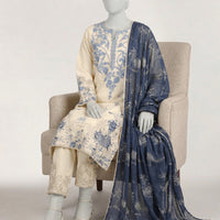 Lawn Blue Stitched Suit - J. Junaid Jamshed