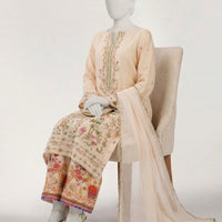 Maple Silk Cream Stitched Suit - J. Junaid Jamshed