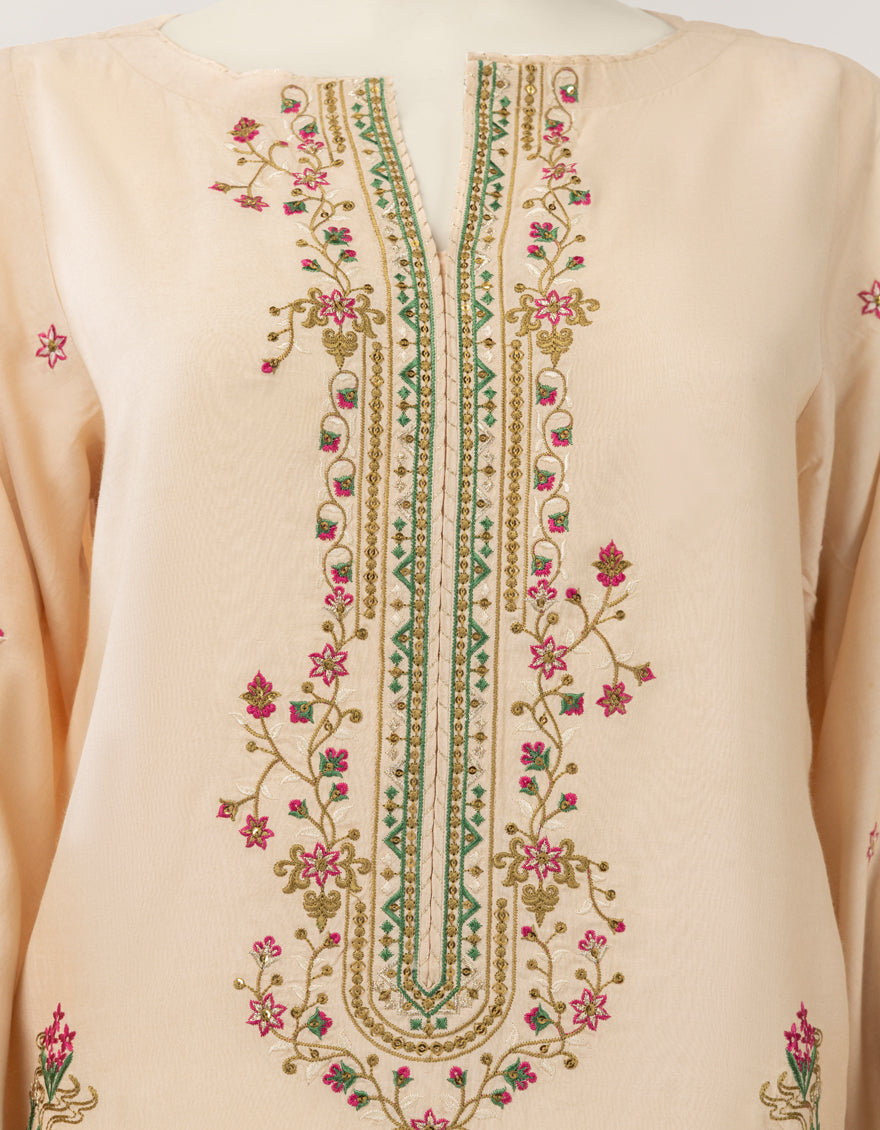 Maple Silk Cream Stitched Suit - J. Junaid Jamshed