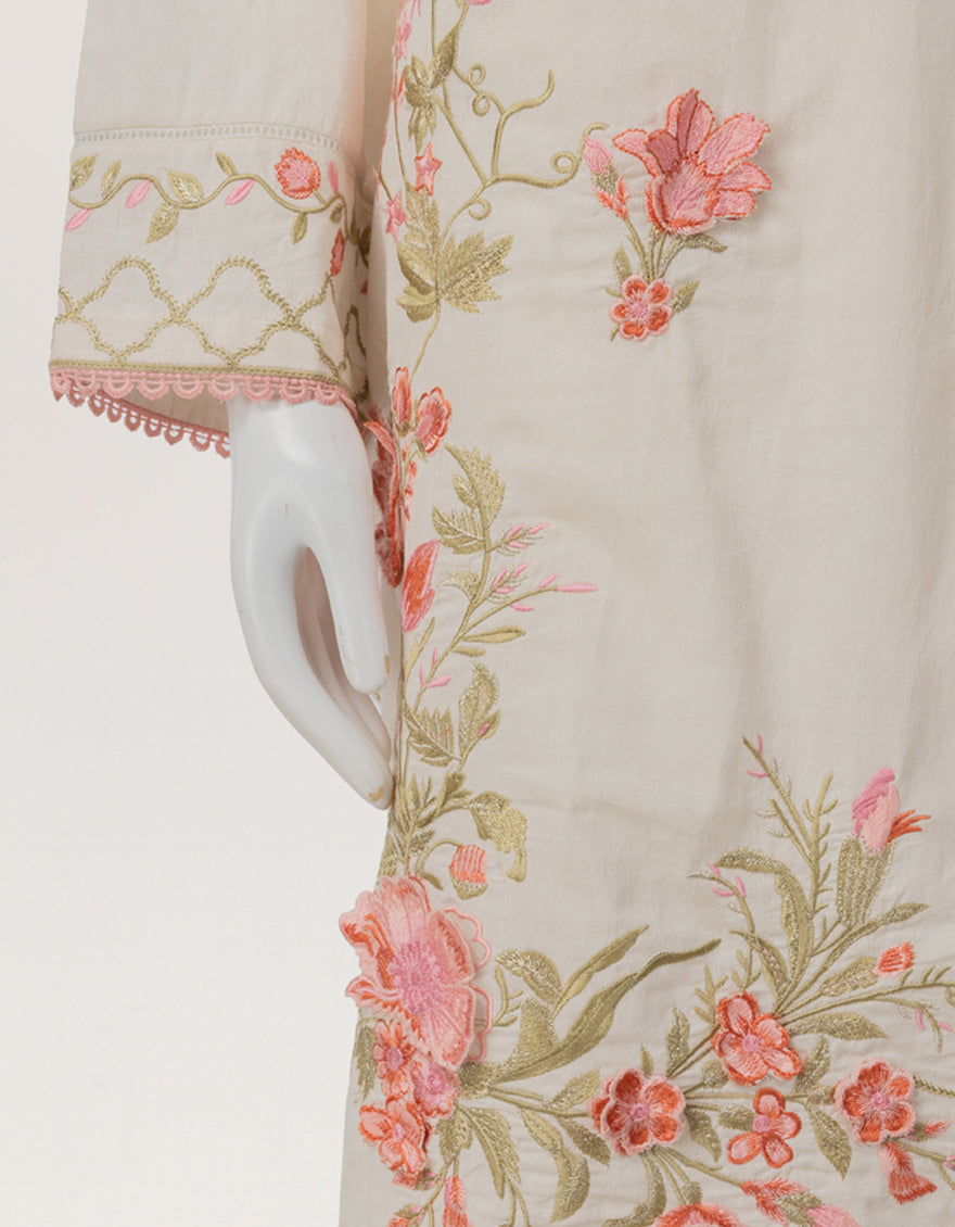 Jacquard Off White Stitched Suit - J. Junaid Jamshed
