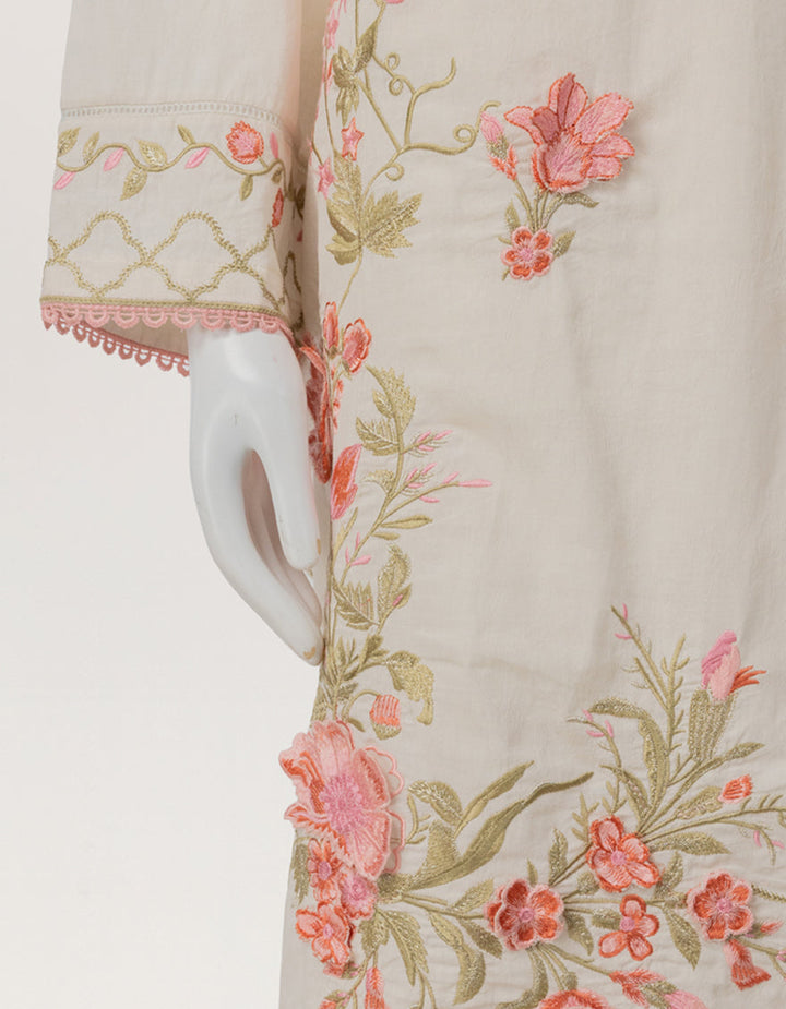 Jacquard Off White Stitched Suit - J. Junaid Jamshed