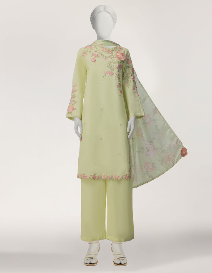 Jacquard Green Stitched Suit - J. Junaid Jamshed
