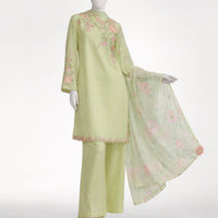 Jacquard Green Stitched Suit - J. Junaid Jamshed