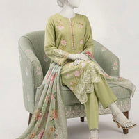 Lawn Green Stitched Suit - J. Junaid Jamshed