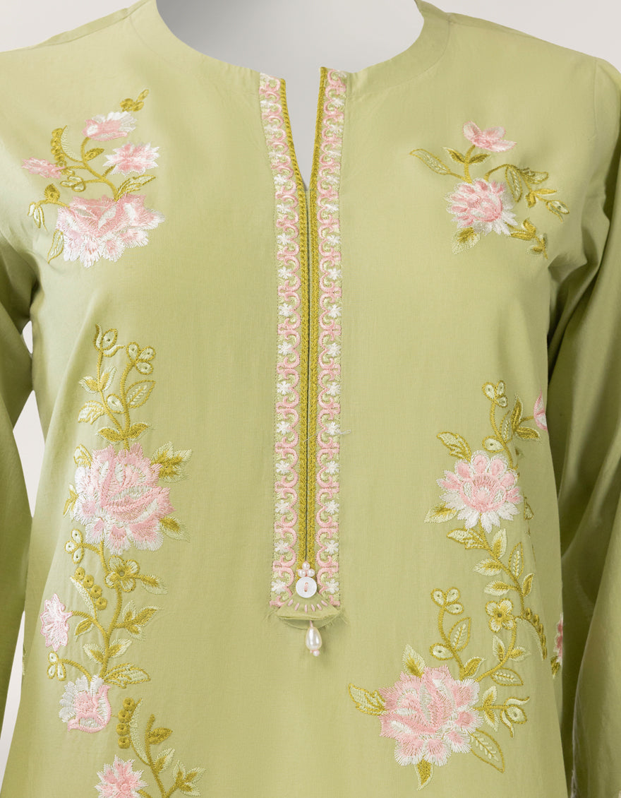 Lawn Green Stitched Suit - J. Junaid Jamshed
