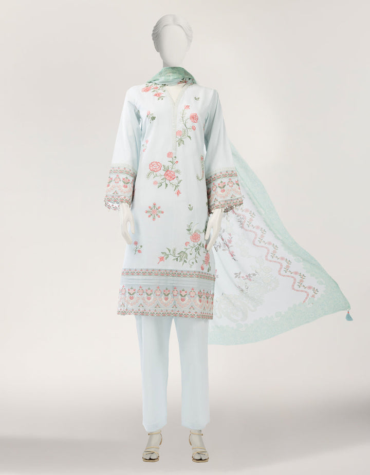 Lawn Blue Stitched Suit - J. Junaid Jamshed
