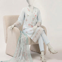 Lawn Blue Stitched Suit - J. Junaid Jamshed