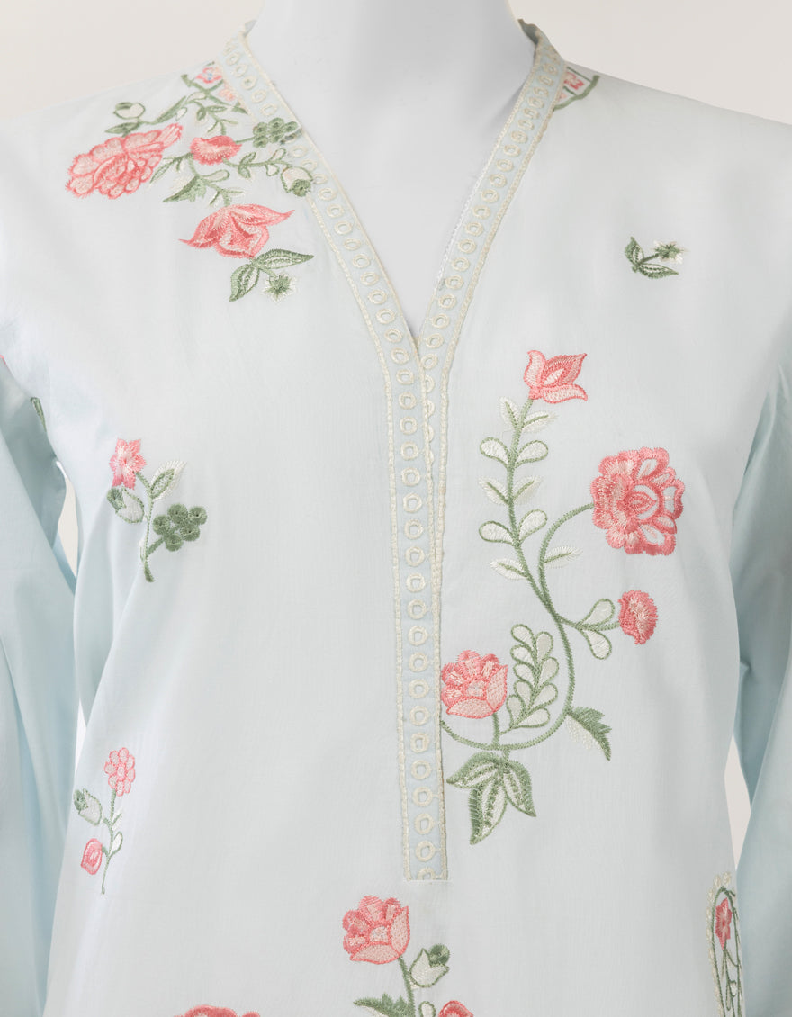 Lawn Blue Stitched Suit - J. Junaid Jamshed