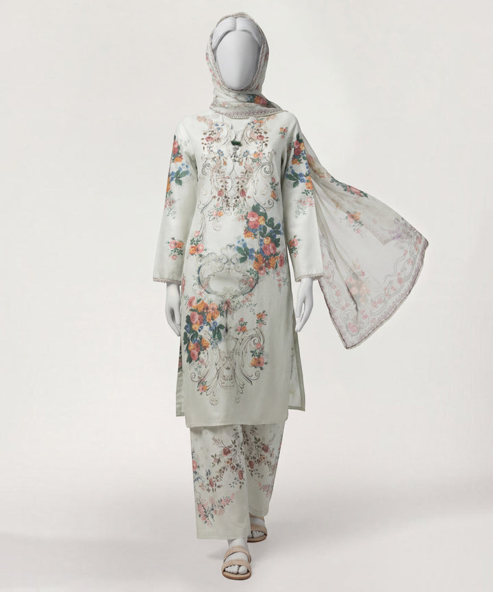 Lawn Grey Stitched Suit - J. Junaid Jamshed