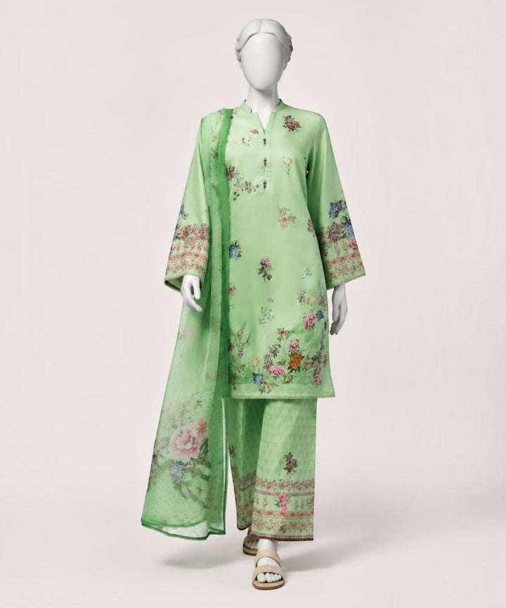 Lawn Green Stitched Suit - J. Junaid Jamshed