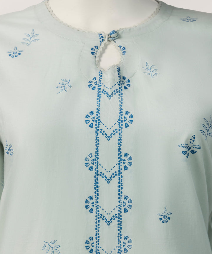 Lawn Ice Blue Stitched Suit - J. Junaid Jamshed