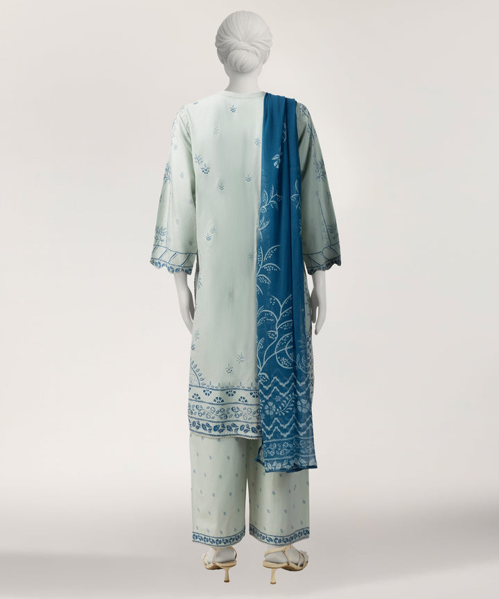 Lawn Ice Blue Stitched Suit - J. Junaid Jamshed