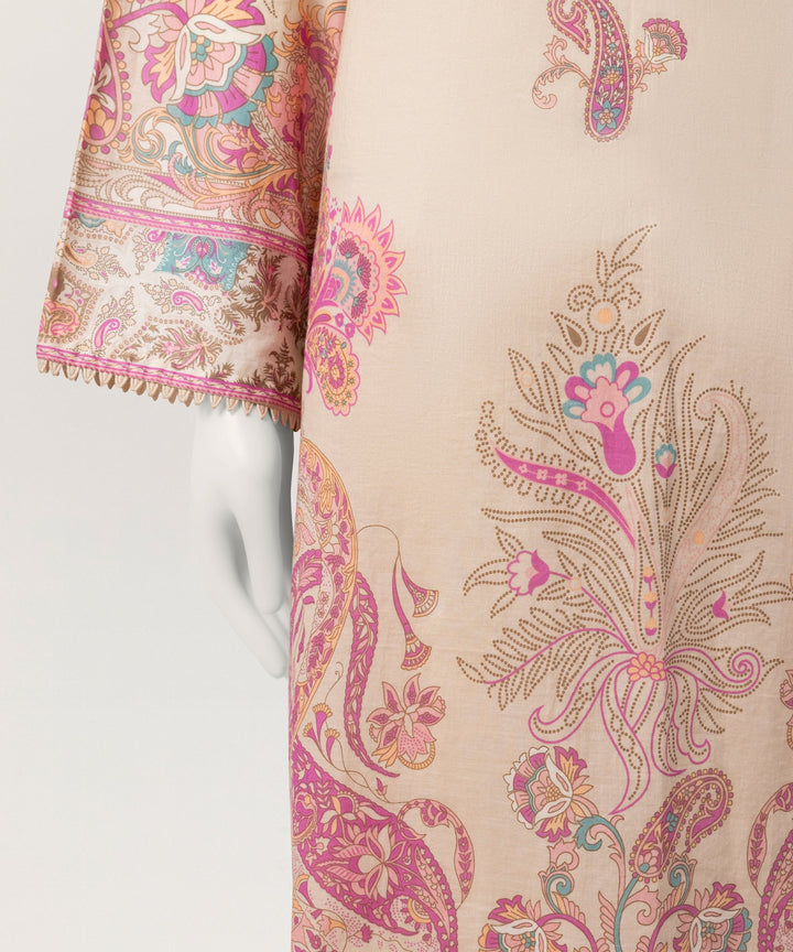 Lawn Beige Stitched Suit - J. Junaid Jamshed