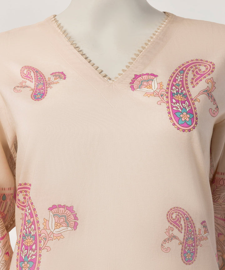 Lawn Beige Stitched Suit - J. Junaid Jamshed