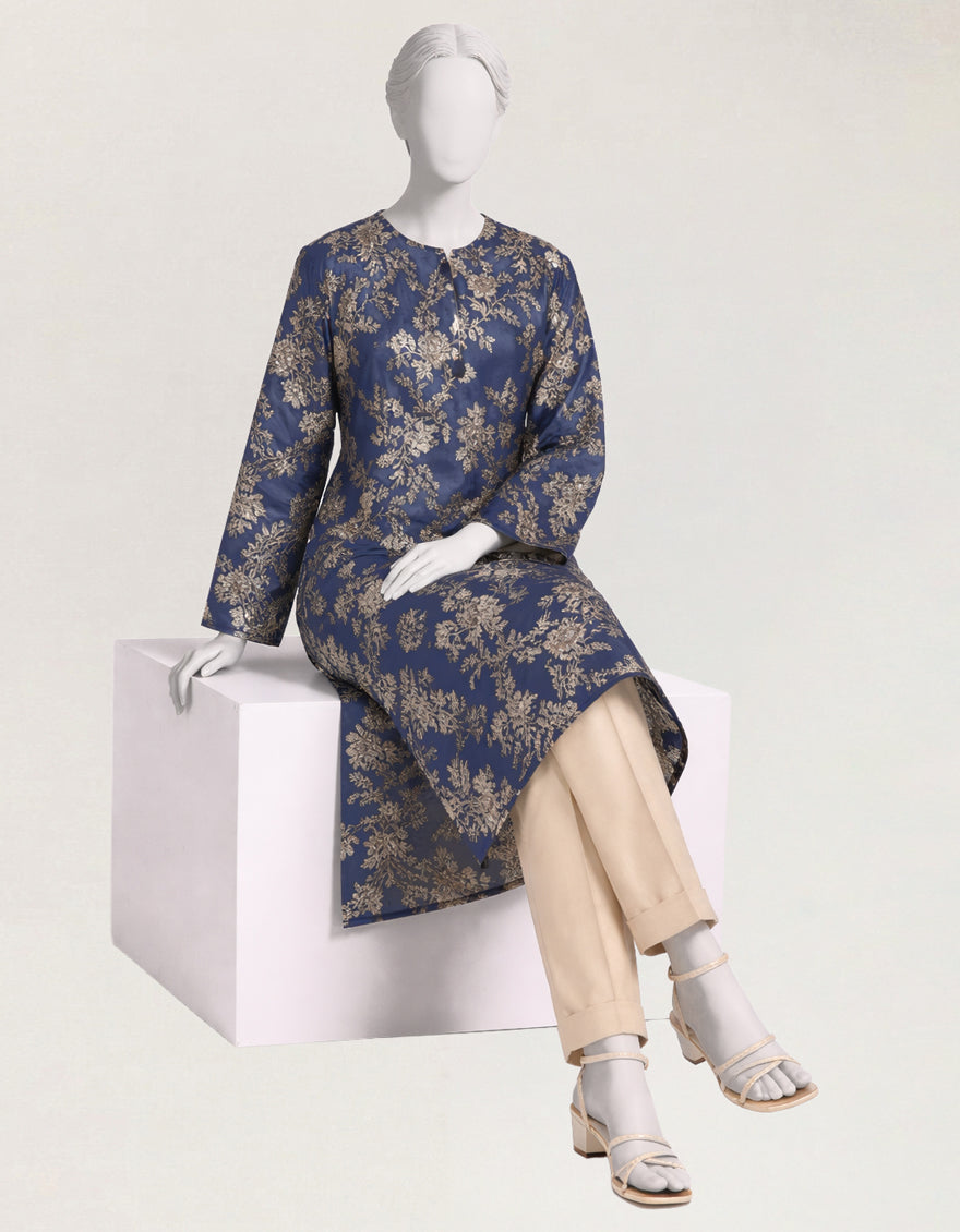 Lawn Blue Kurti - J. Junaid Jamshed