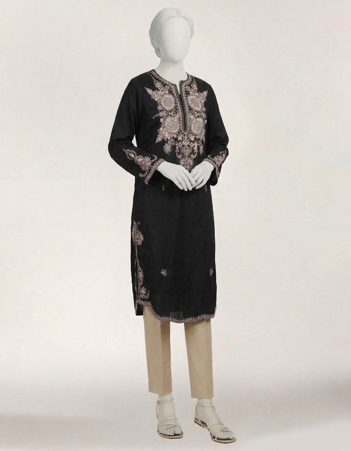 Dobby Black Kurti - J. Junaid Jamshed