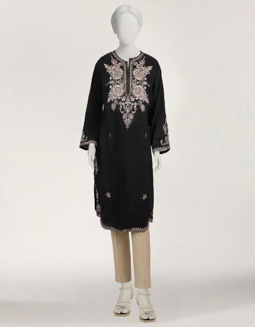 Dobby Black Kurti - J. Junaid Jamshed