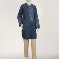 Dobby Blue Kurti - J. Junaid Jamshed