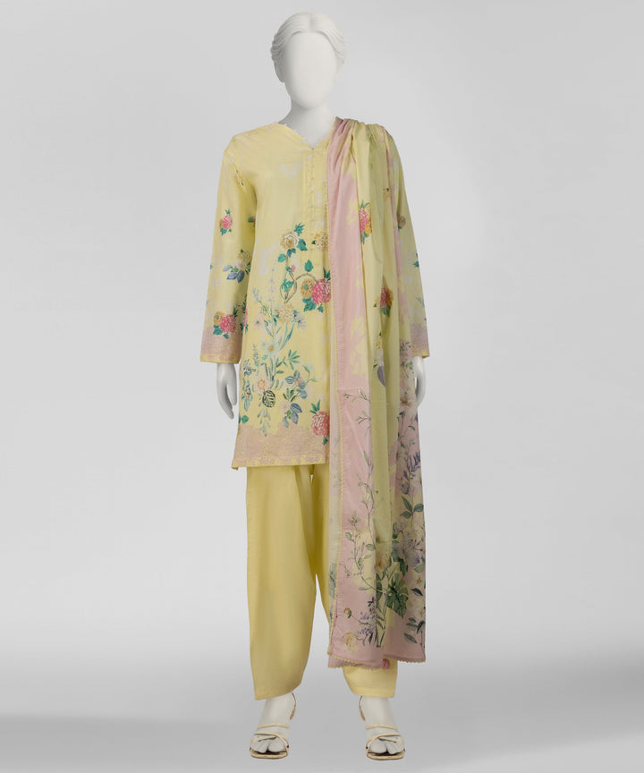 Lawn Yellow Stitched Suit - J. Junaid Jamshed
