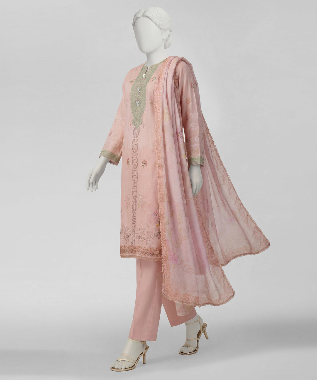 Lawn Pink Stitched Suit - J. Junaid Jamshed