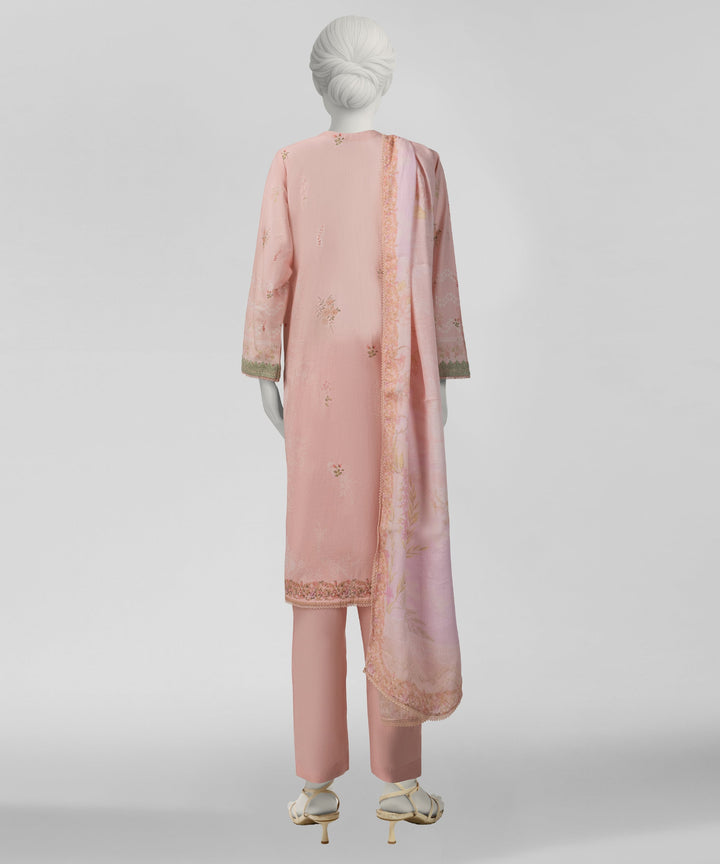 Lawn Pink Stitched Suit - J. Junaid Jamshed