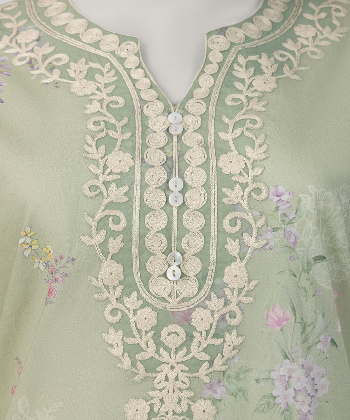 Lawn Green Stitched Suit - J. Junaid Jamshed