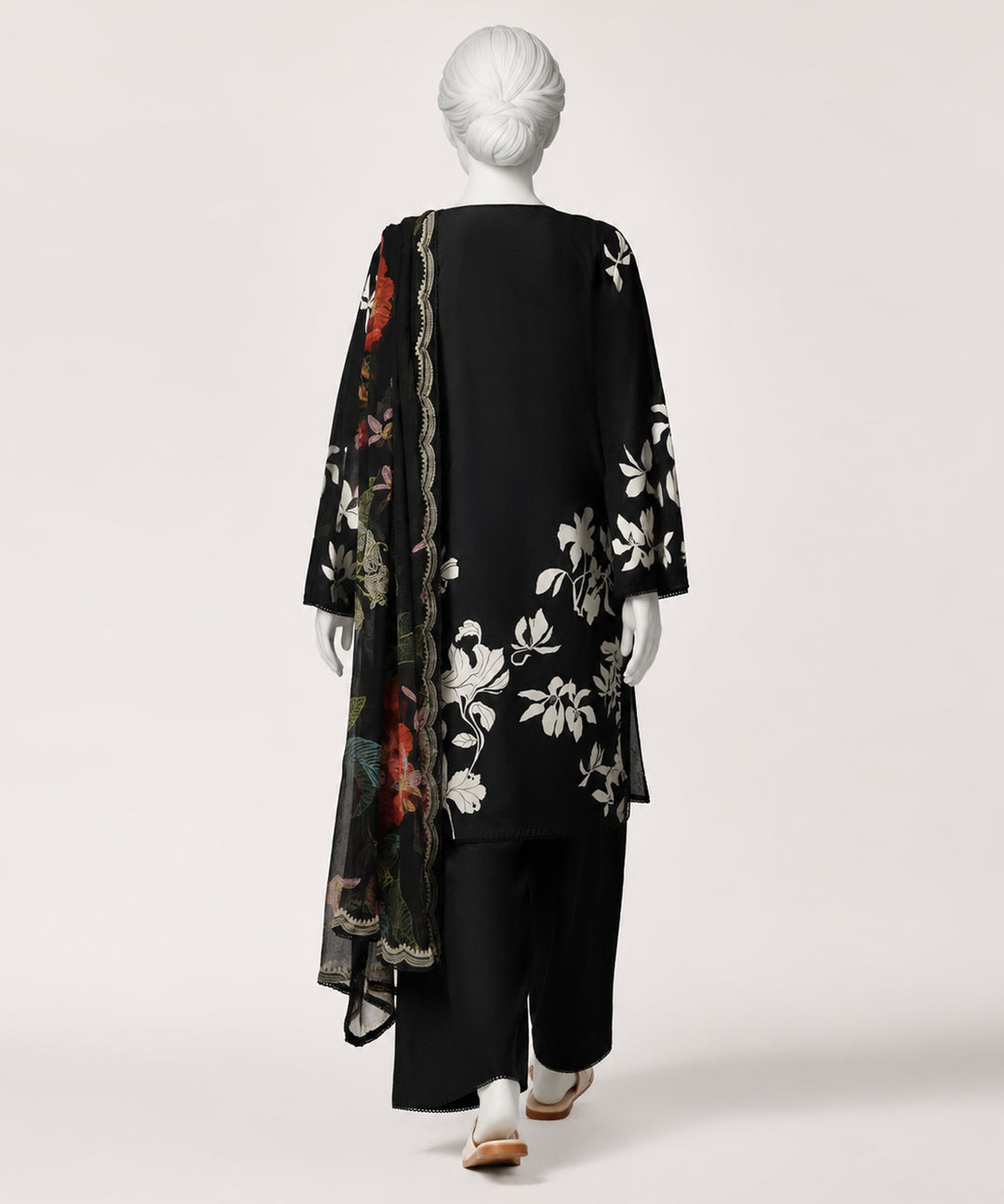 Lawn Black Stitched Suit - J. Junaid Jamshed