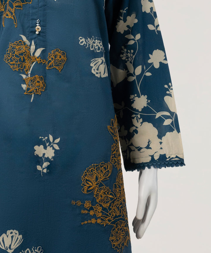 Lawn Blue Stitched Suit - J. Junaid Jamshed