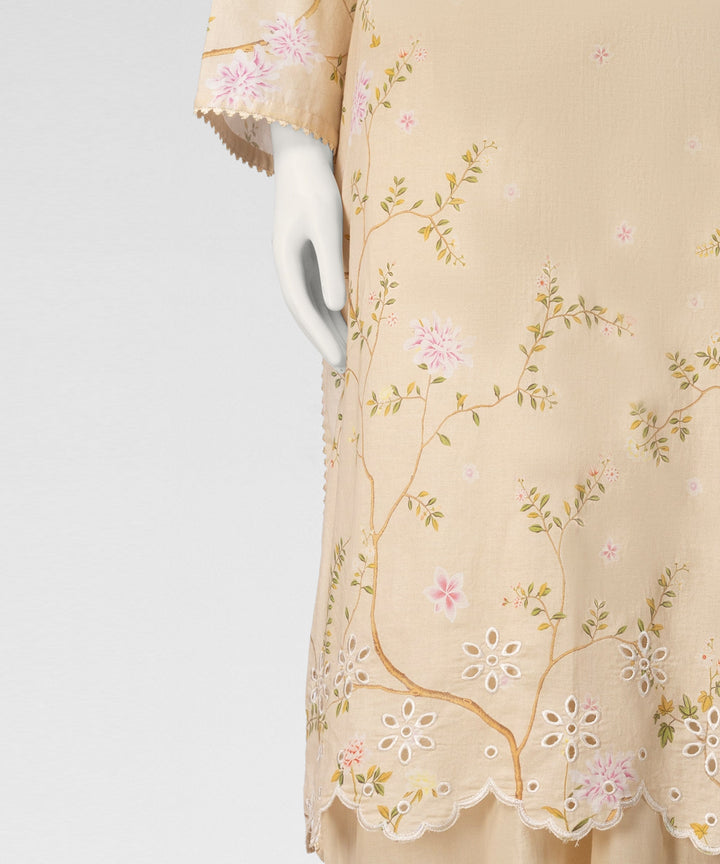 Lawn Beige Stitched Suit - J. Junaid Jamshed