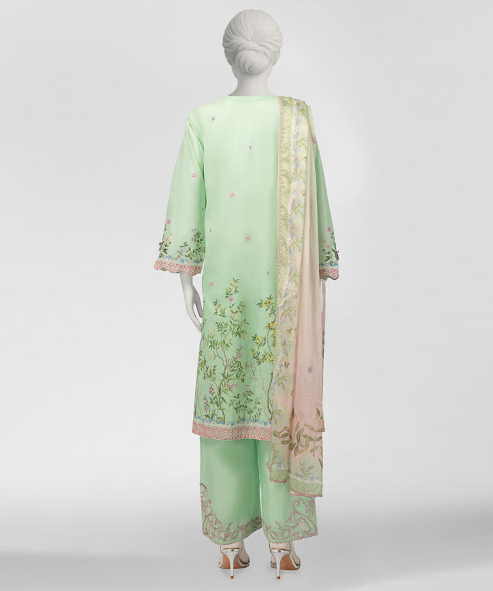 Lawn Green Stitched Suit - J. Junaid Jamshed