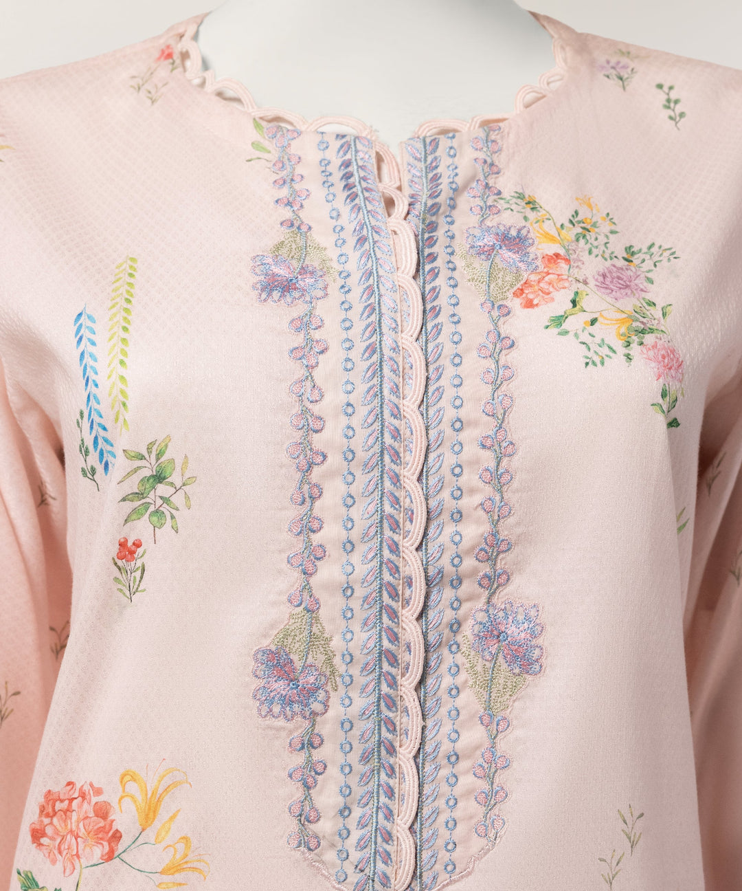 Dobby Pink Stitched Suit - J. Junaid Jamshed