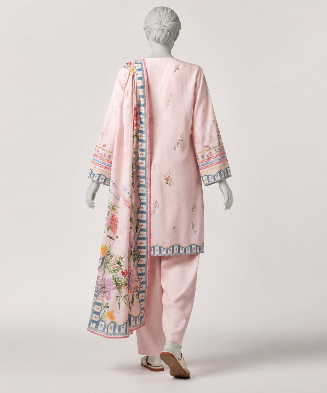 Dobby Pink Stitched Suit - J. Junaid Jamshed