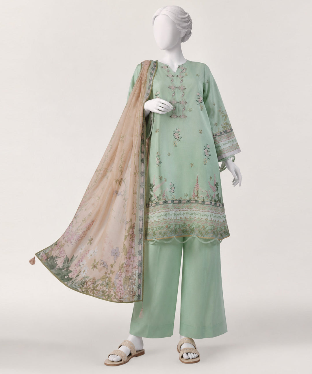 Dobby Green Stitched Suit - J. Junaid Jamshed