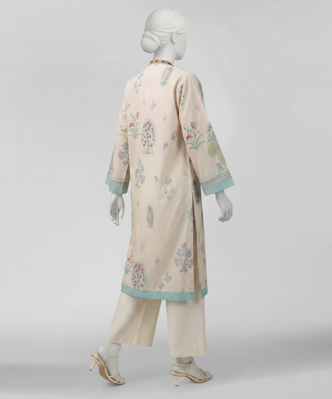 Lawn Beige Kurti - J. Junaid Jamshed