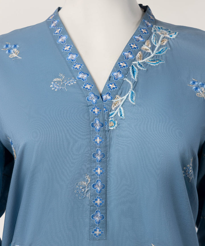 Lawn Blue Stitched Suit - J. Junaid Jamshed