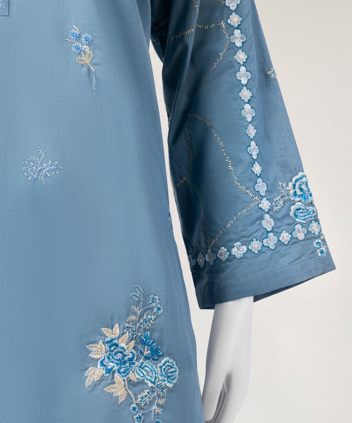 Lawn Blue Stitched Suit - J. Junaid Jamshed
