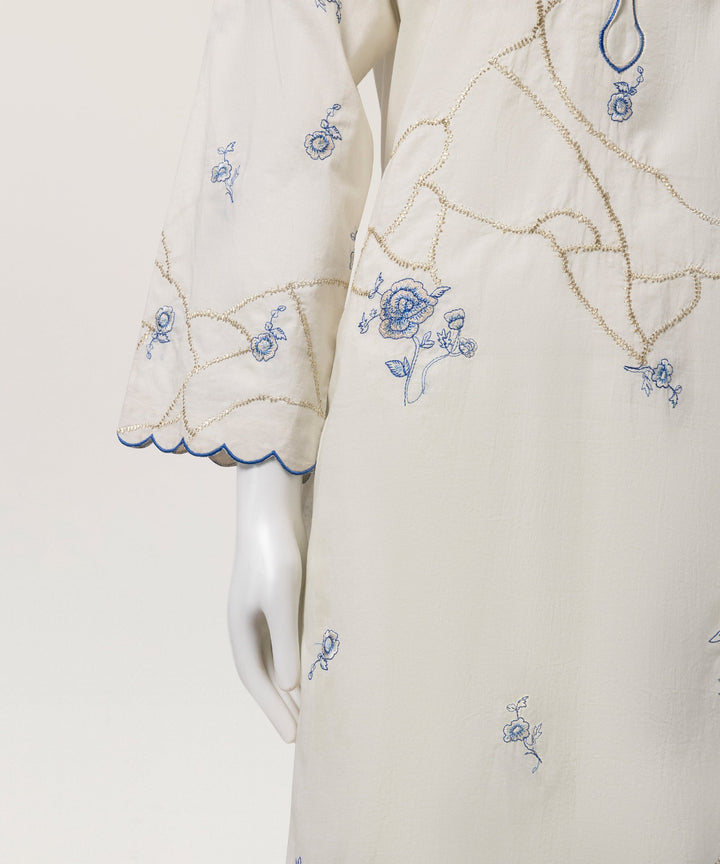 Lawn Off White Stitched Suit - J. Junaid Jamshed