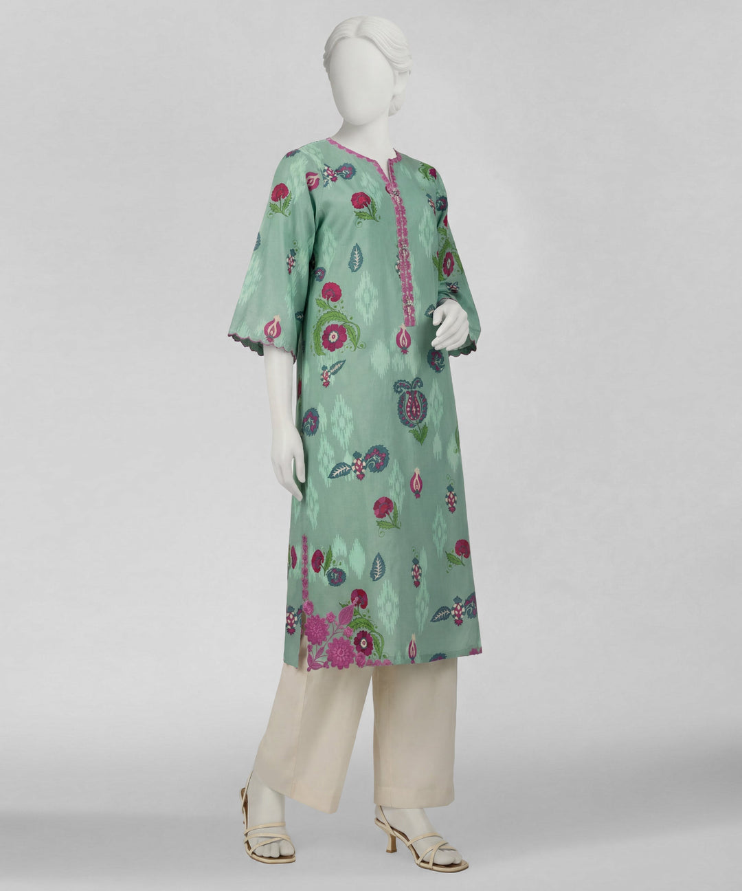 Lawn Green Kurti - J. Junaid Jamshed
