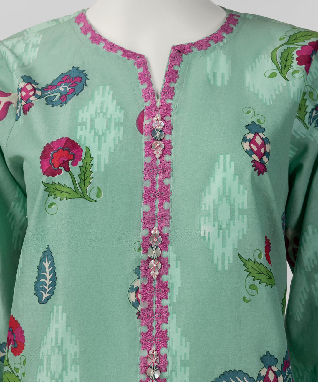 Lawn Green Kurti - J. Junaid Jamshed