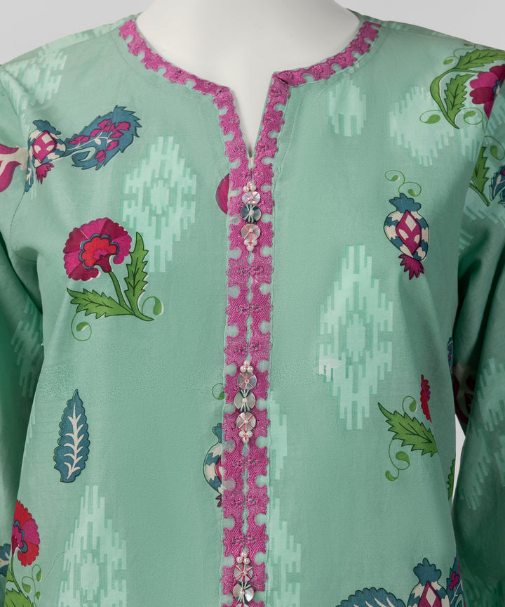 Lawn Green Kurti - J. Junaid Jamshed