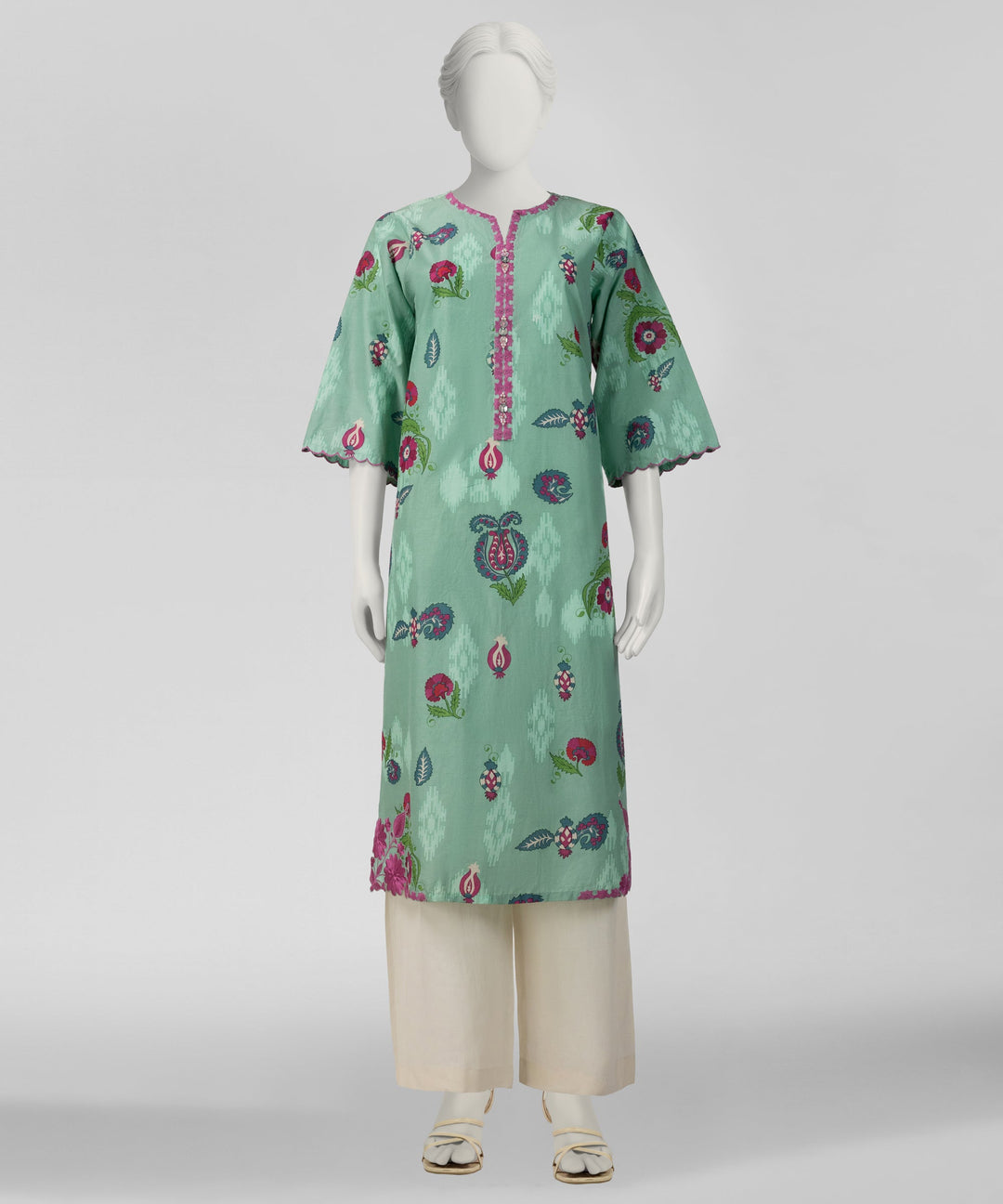 Lawn Green Kurti - J. Junaid Jamshed