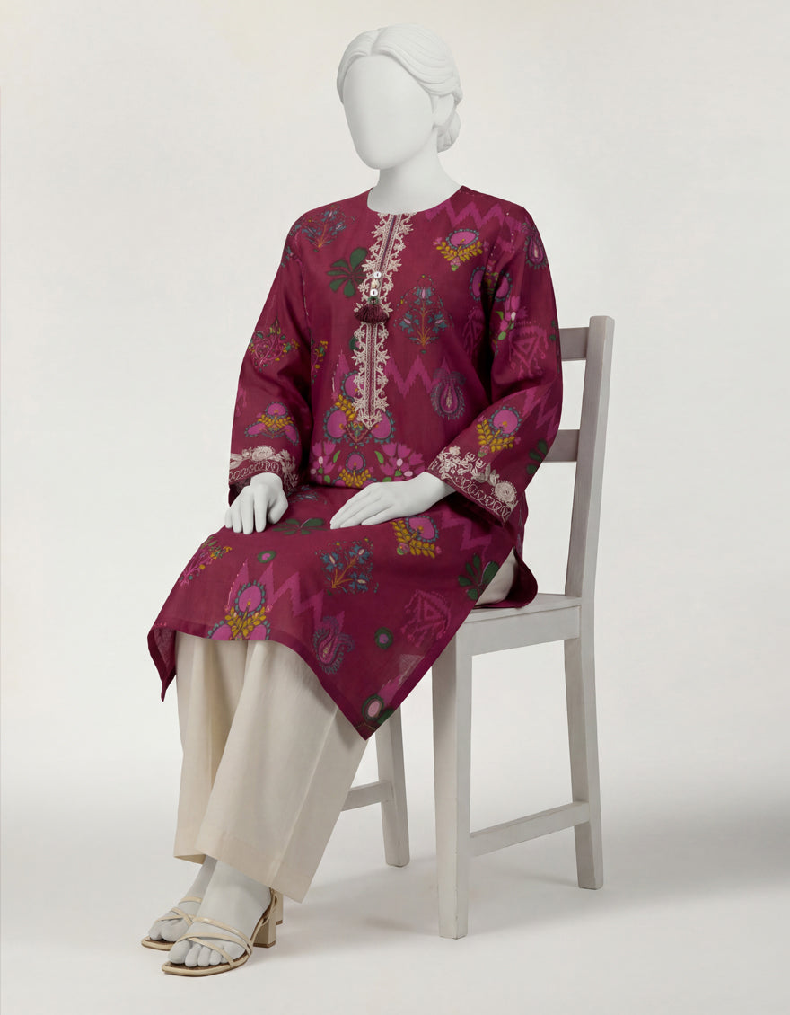 Lawn Magenta Kurti - J. Junaid Jamshed