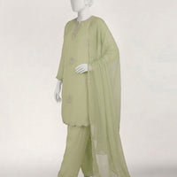 Lawn Green Stitched Suit - J. Junaid Jamshed