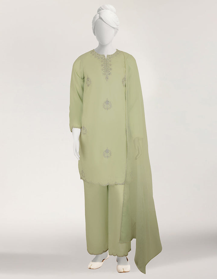 Lawn Green Stitched Suit - J. Junaid Jamshed