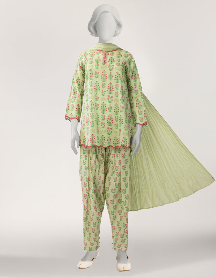 Lawn Green Stitched Suit - J. Junaid Jamshed